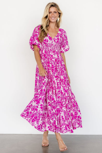 Elaine Maxi Dress | Magenta + White - Baltic Born