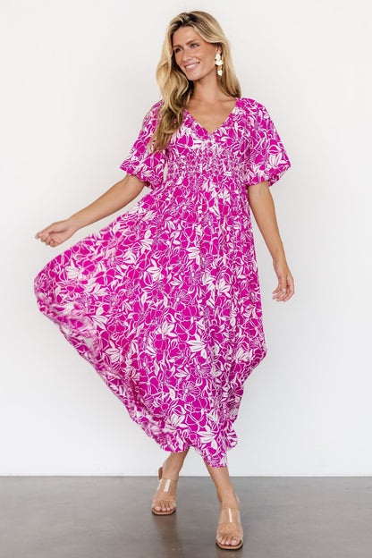 Elaine Maxi Dress | Magenta + White - Baltic Born