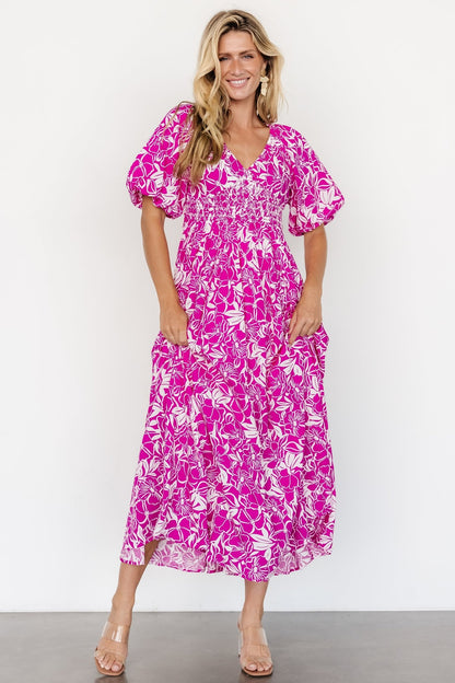 Elaine Maxi Dress | Magenta + White - Baltic Born