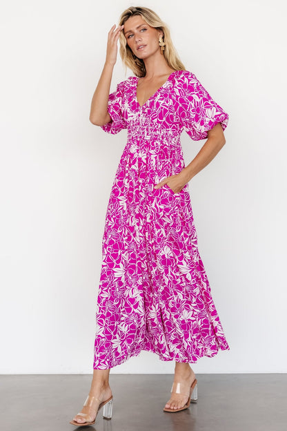 Elaine Maxi Dress | Magenta + White - Baltic Born