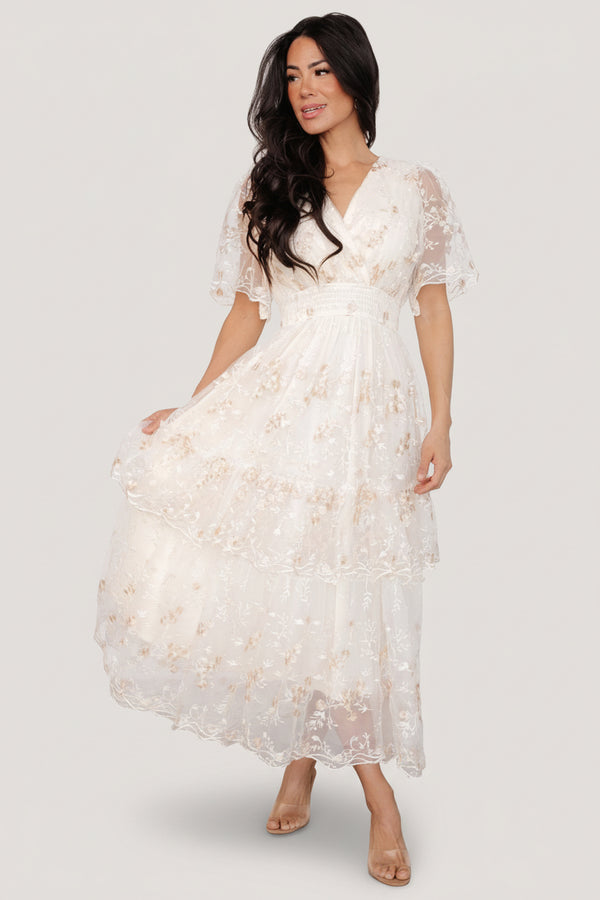 Cream Tank Embroidered Dress main image 1