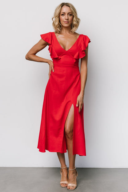 Elena Midi Dress | Red - Baltic Born