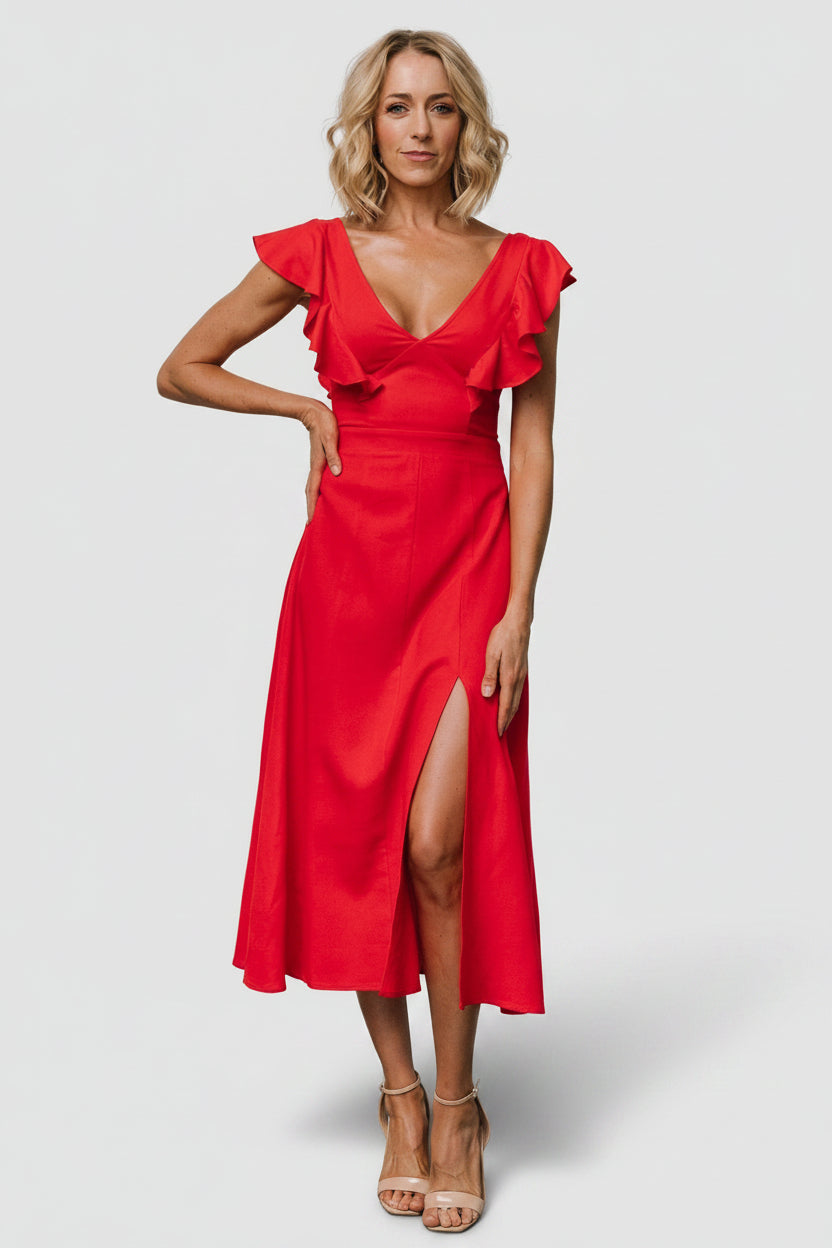 red winter midi dress Baltic Born Womens Elena | Colour:Stripe It Goes On Black BHM1889SD Featuring soft puff sleeves