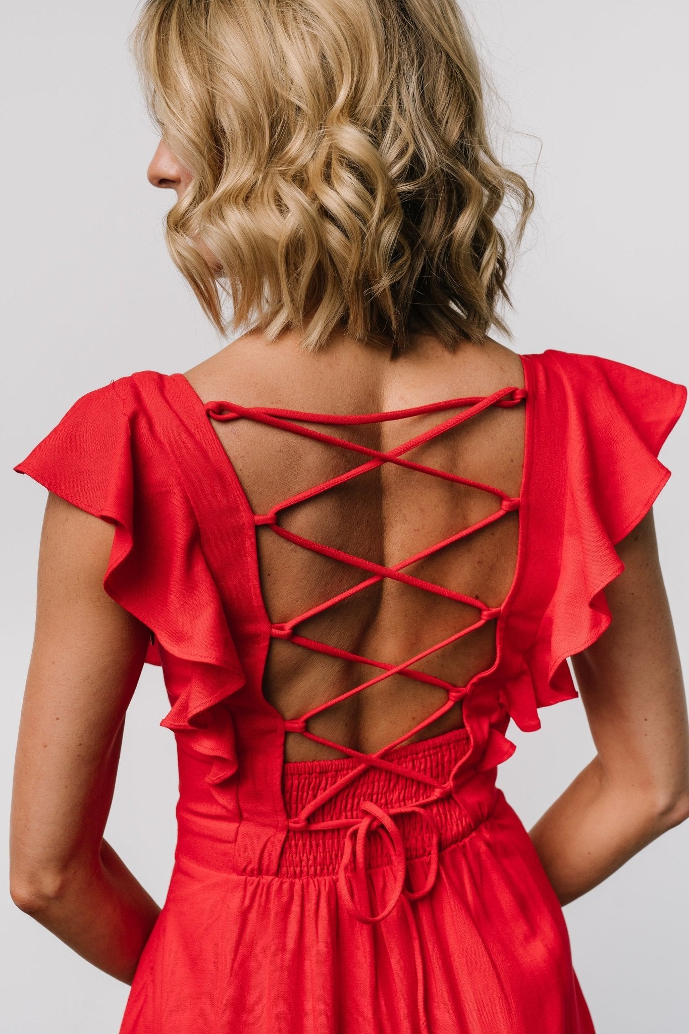 Baltic Born Womens Elena Midi Dress | Red | Size: Medium