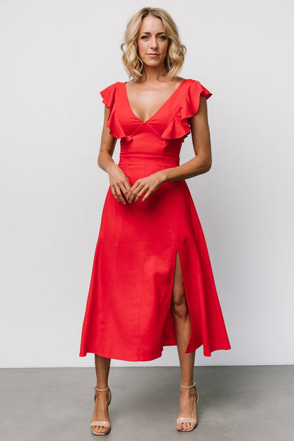 Elena Midi Dress | Red - Baltic Born