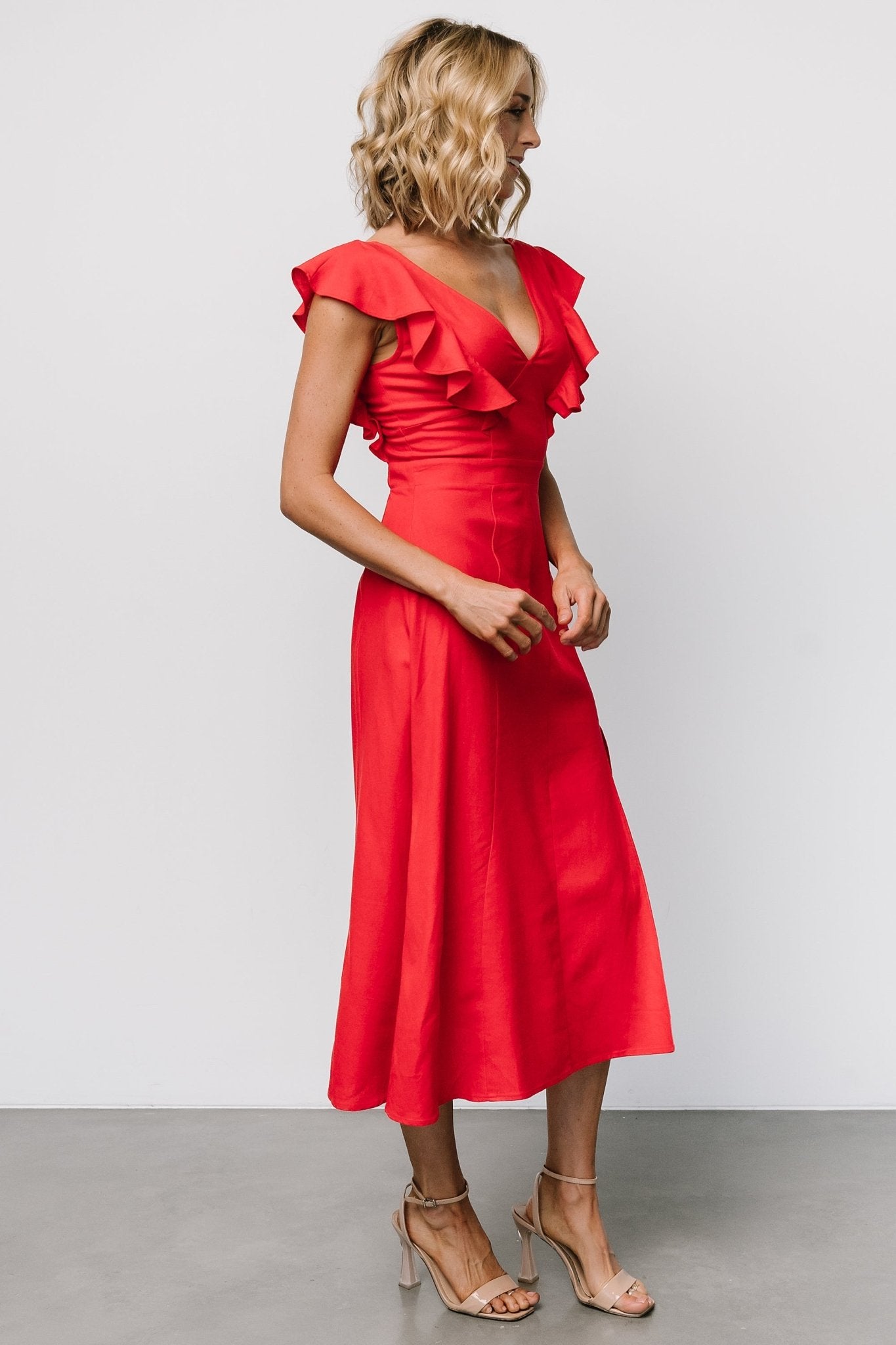 Elena Midi Dress | Red - Baltic Born