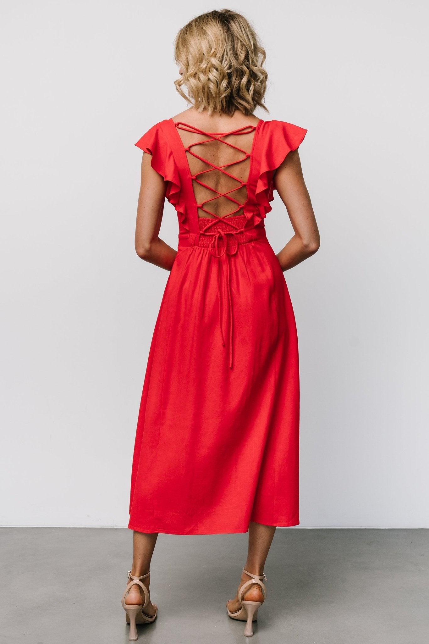 Elena Midi Dress | Red - Baltic Born