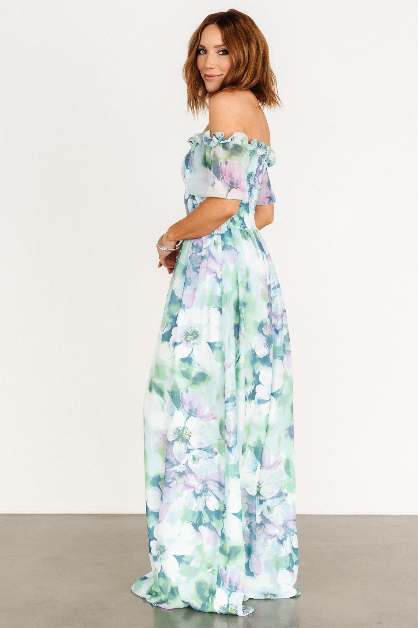 Elina Maxi Dress | Blue + Green Multi Floral - Baltic Born