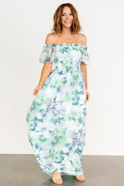 Elina Maxi Dress | Blue + Green Multi Floral - Baltic Born