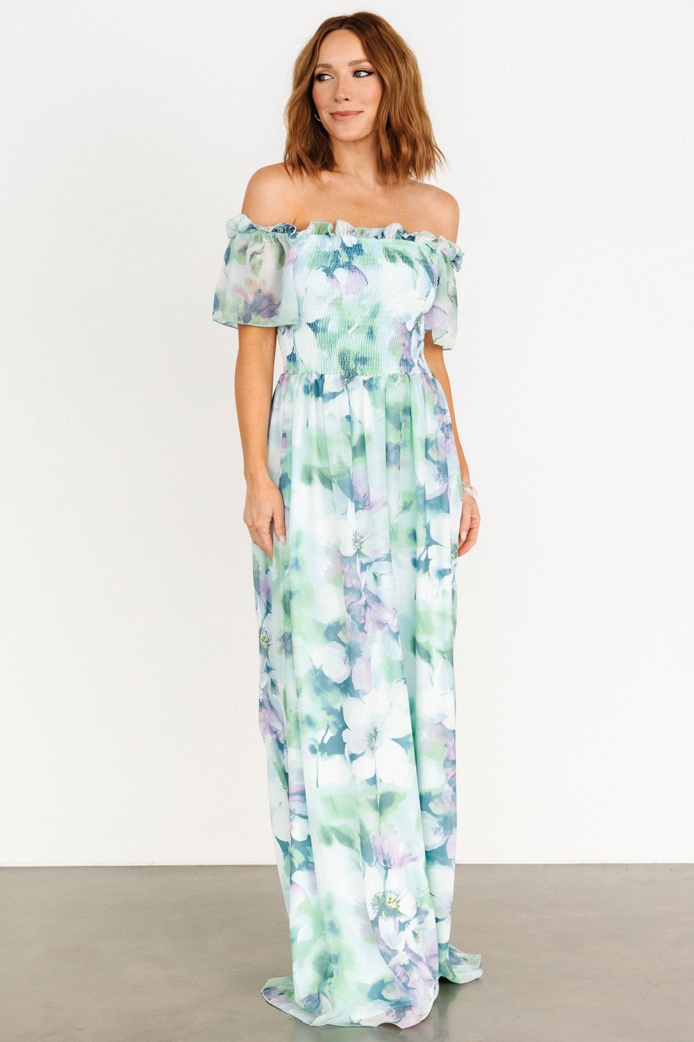 Elina Maxi Dress | Blue + Green Multi Floral - Baltic Born