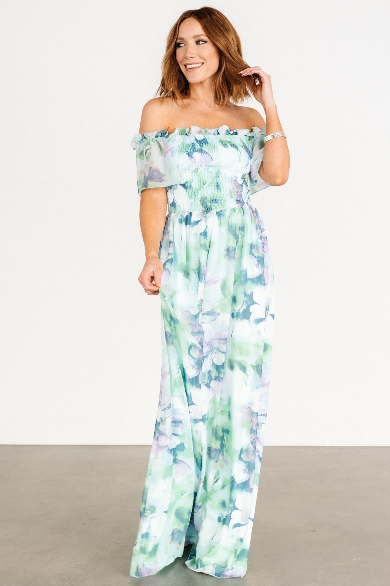 Elina Maxi Dress | Blue + Green Multi Floral - Baltic Born