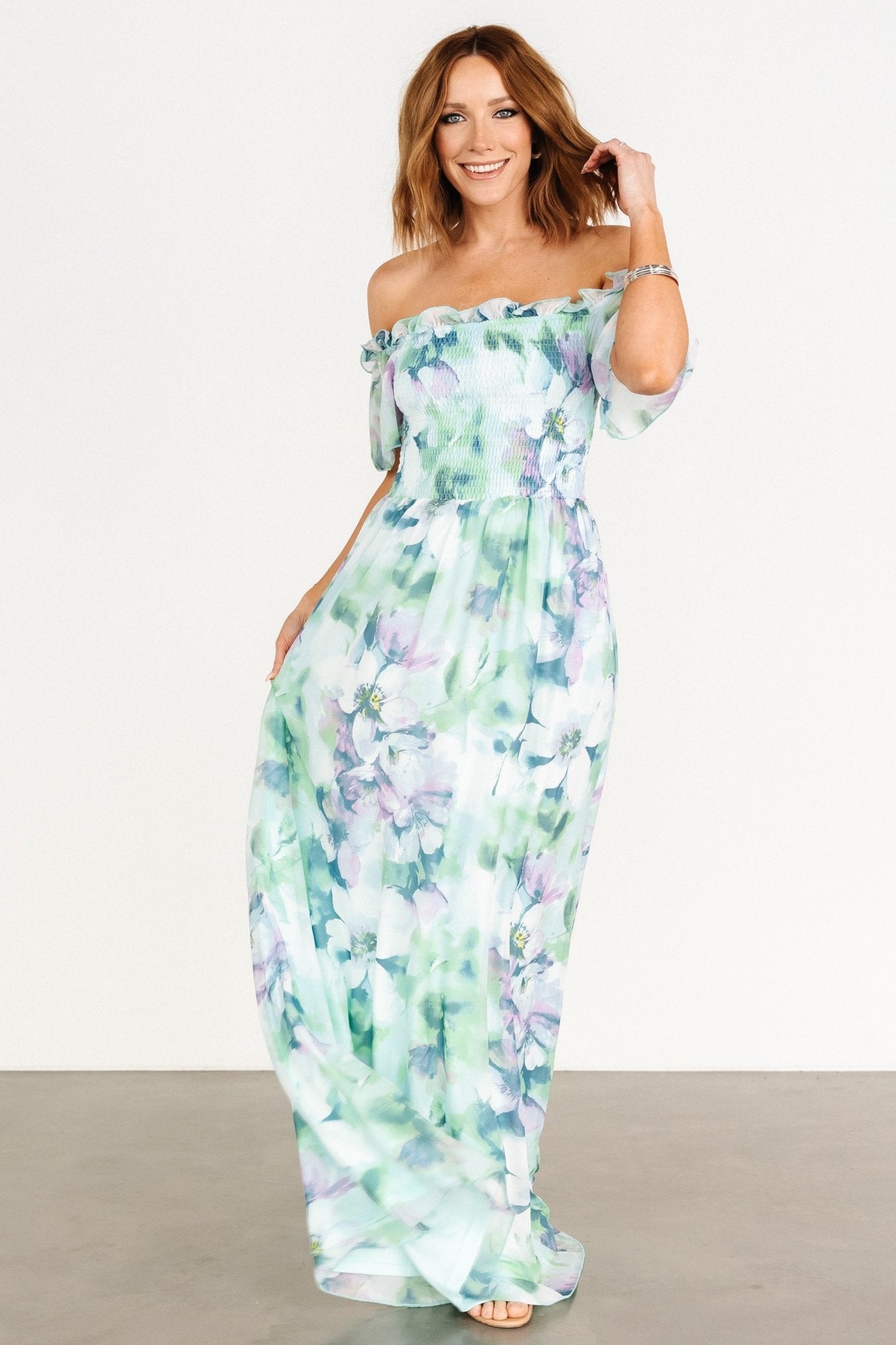 Elina Maxi Dress | Blue + Green Multi Floral - Baltic Born