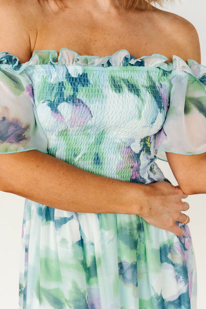 Elina Maxi Dress | Blue + Green Multi Floral - Baltic Born