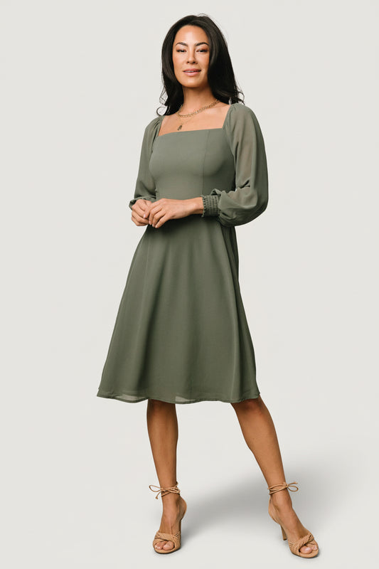 Elise Short Dress | Dark Sage