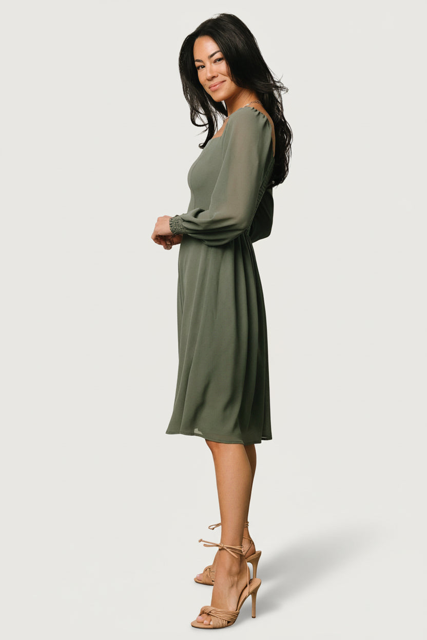 Baltic Born Womens Elise Short Dress | Dark Sage