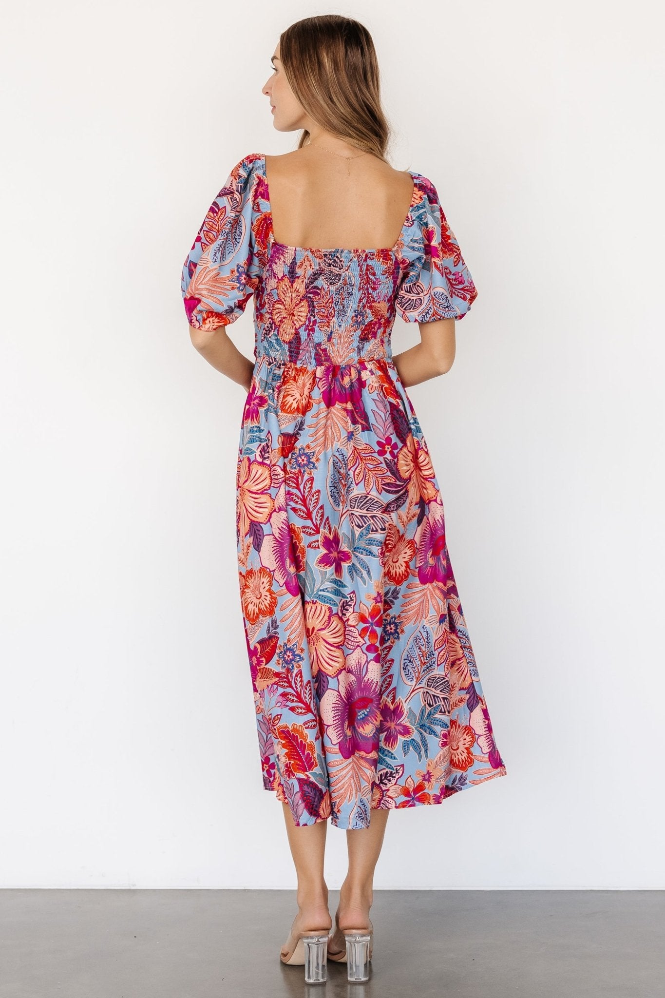 Elisha Midi Dress | Blue + Multi Floral - Baltic Born