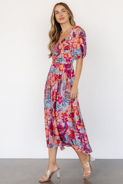 Elisha Midi Dress | Blue + Multi Floral - Baltic Born