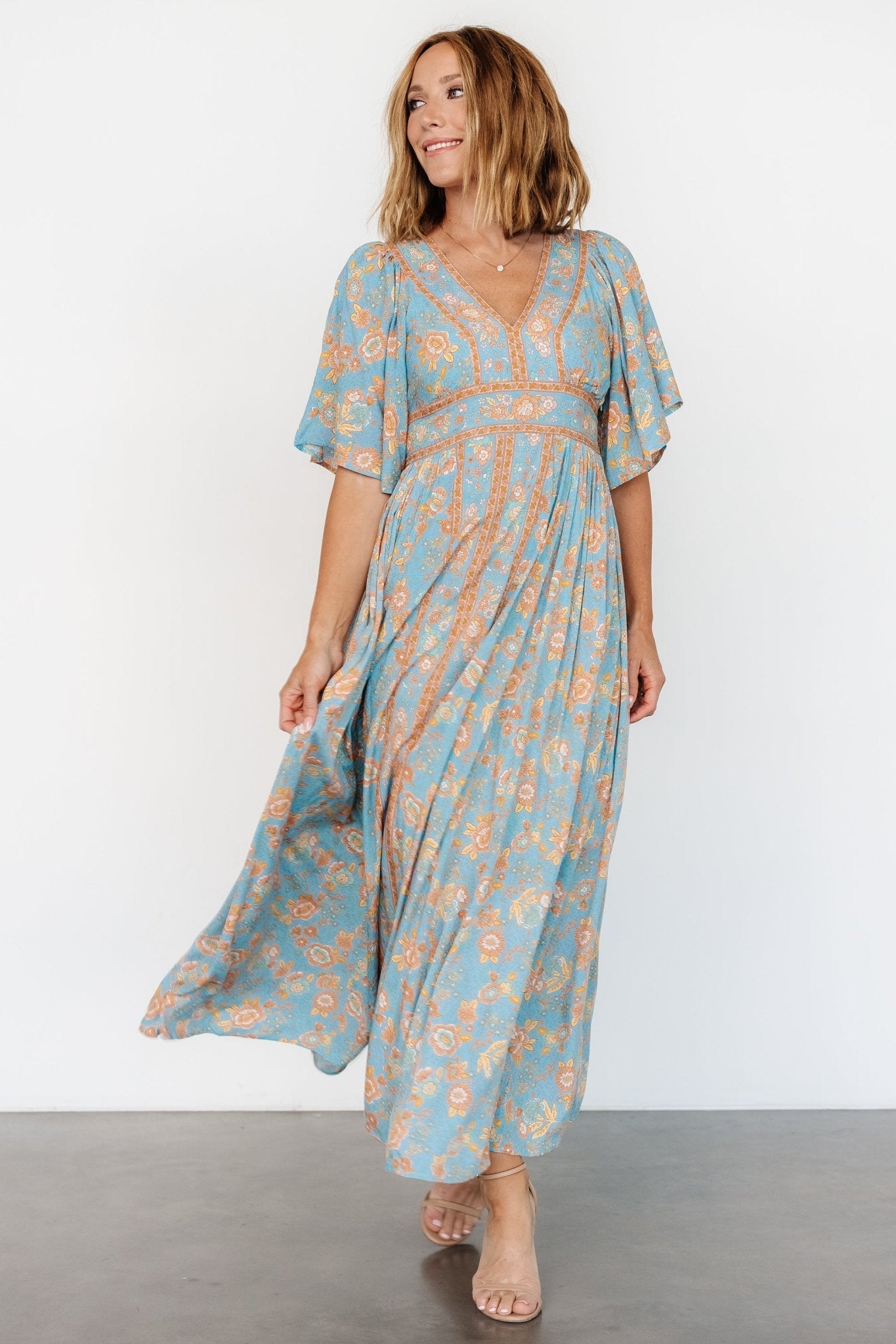 Elissa Maxi Dress | Dusty Blue Floral - Baltic Born