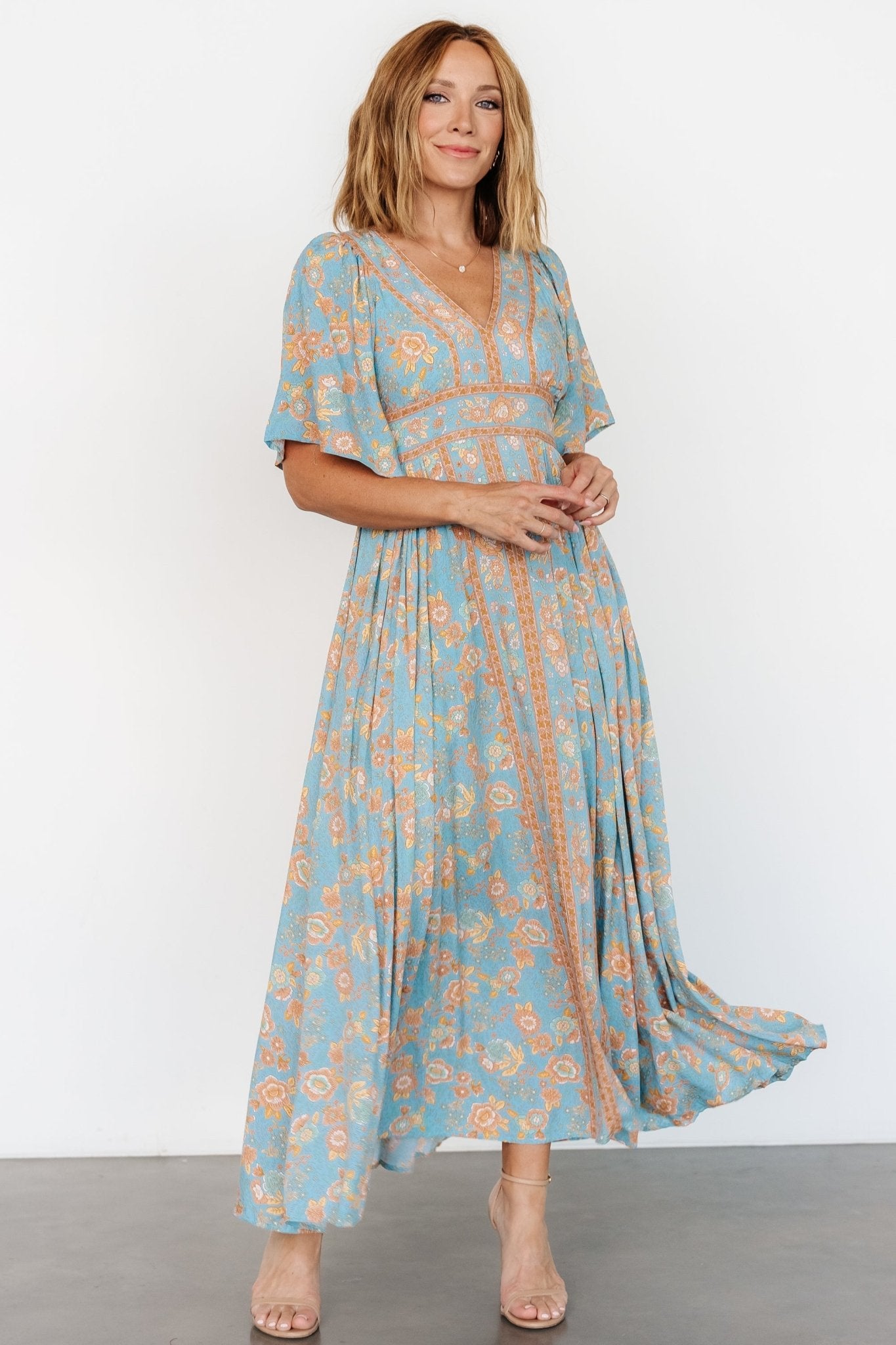 Elissa Maxi Dress | Dusty Blue Floral - Baltic Born