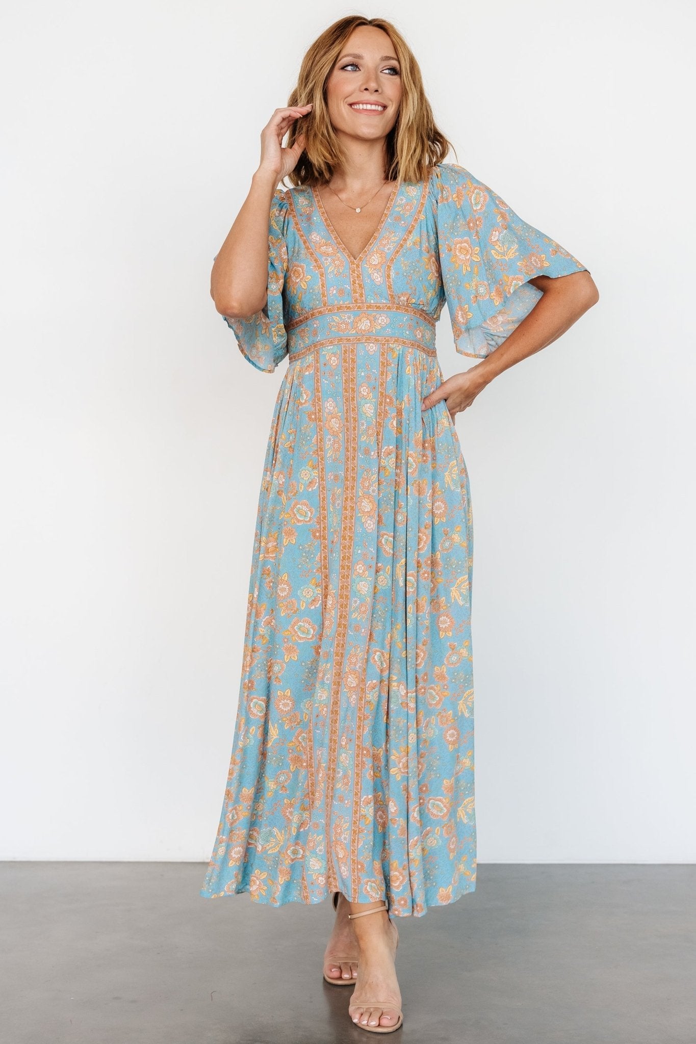 Elissa Maxi Dress | Dusty Blue Floral - Baltic Born