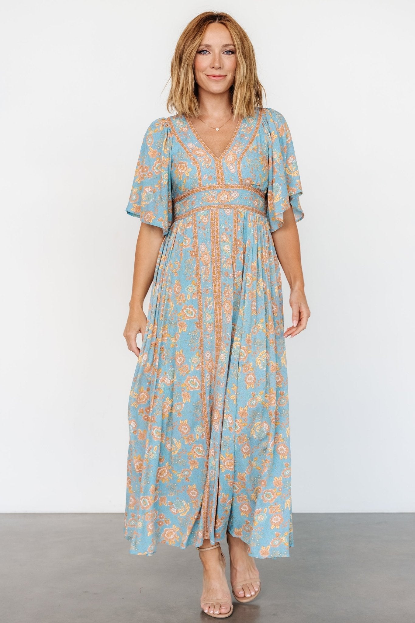 Elissa Maxi Dress | Dusty Blue Floral - Baltic Born