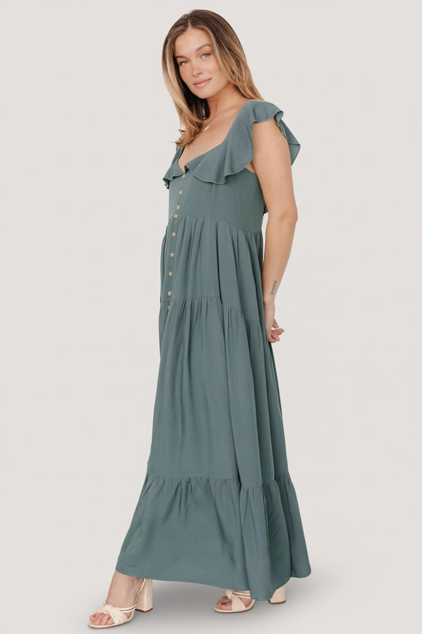 Ellie Ruffle Top Dress | Deep Teal