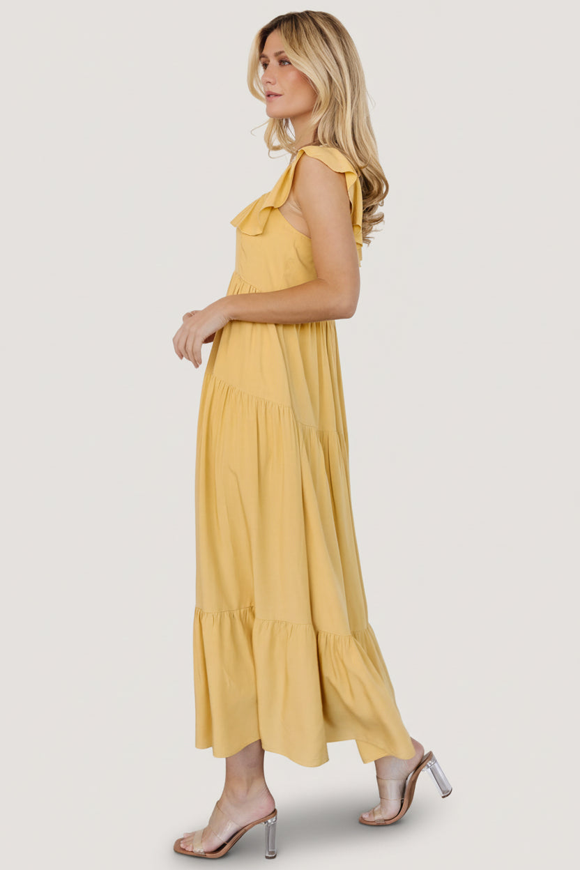 Ellie Ruffle Top Dress | Golden Yellow
