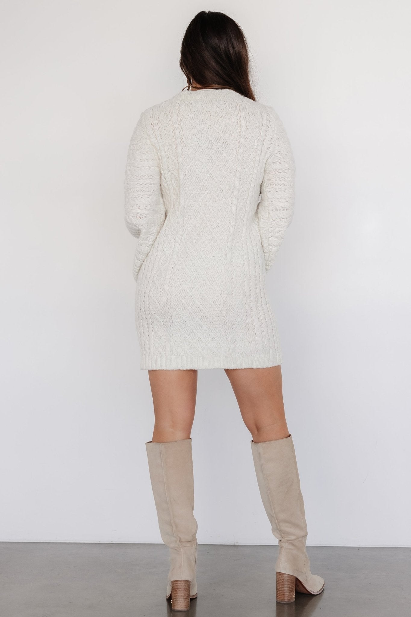 Ellis Cable Knit Sweater Dress | Ivory - Baltic Born