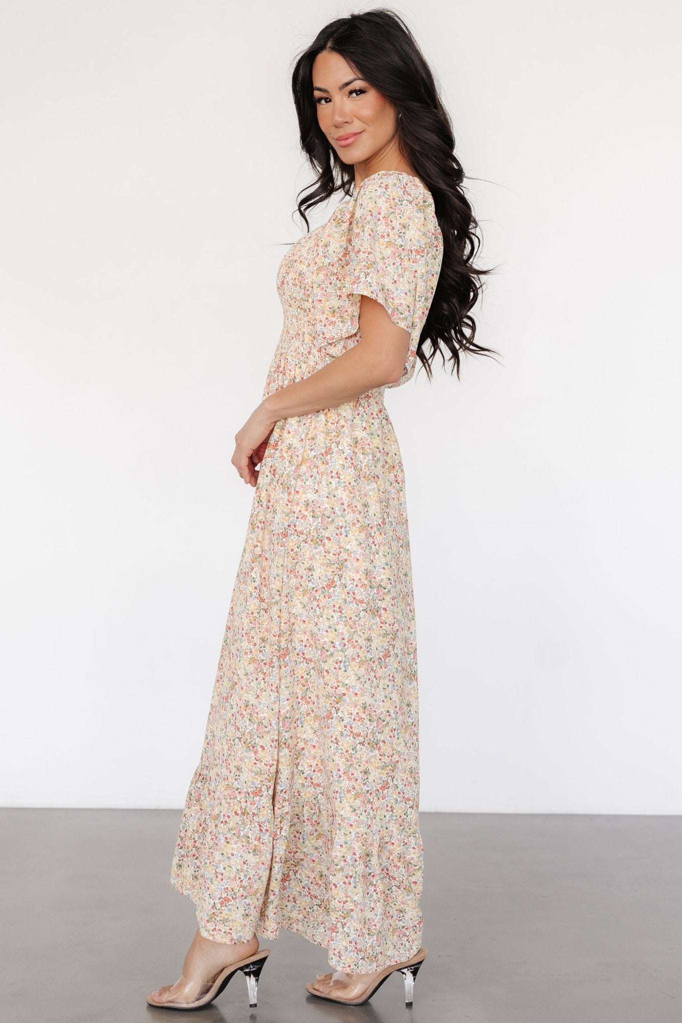 Ellory Smocked Midi Dress | Golden Multi Floral - Baltic Born