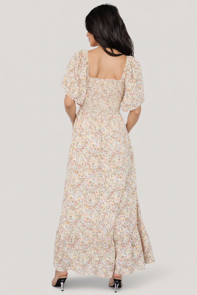 Ellory Smocked Midi Dress | Golden Multi Floral