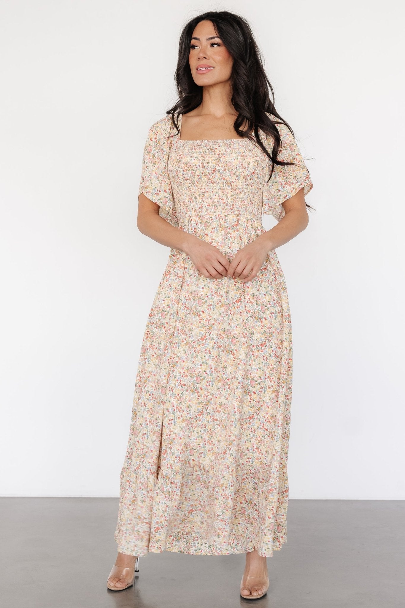 Ellory Smocked Midi Dress | Golden Multi Floral - Baltic Born