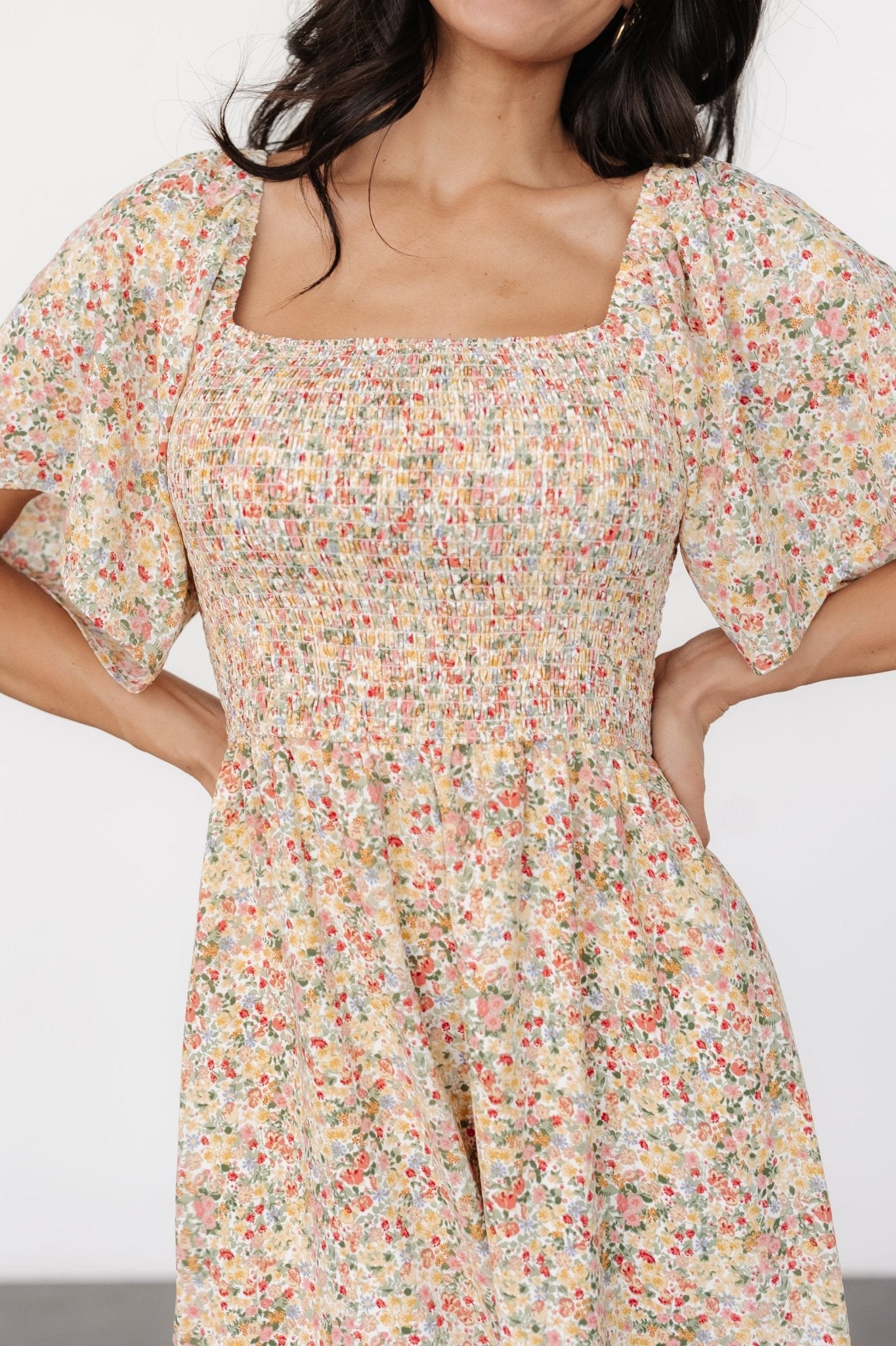 Ellory Smocked Midi Dress | Golden Multi Floral - Baltic Born