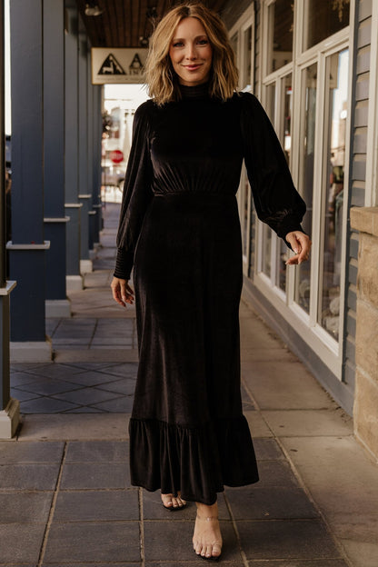 Elodie Velvet Maxi Dress | Black - Baltic Born