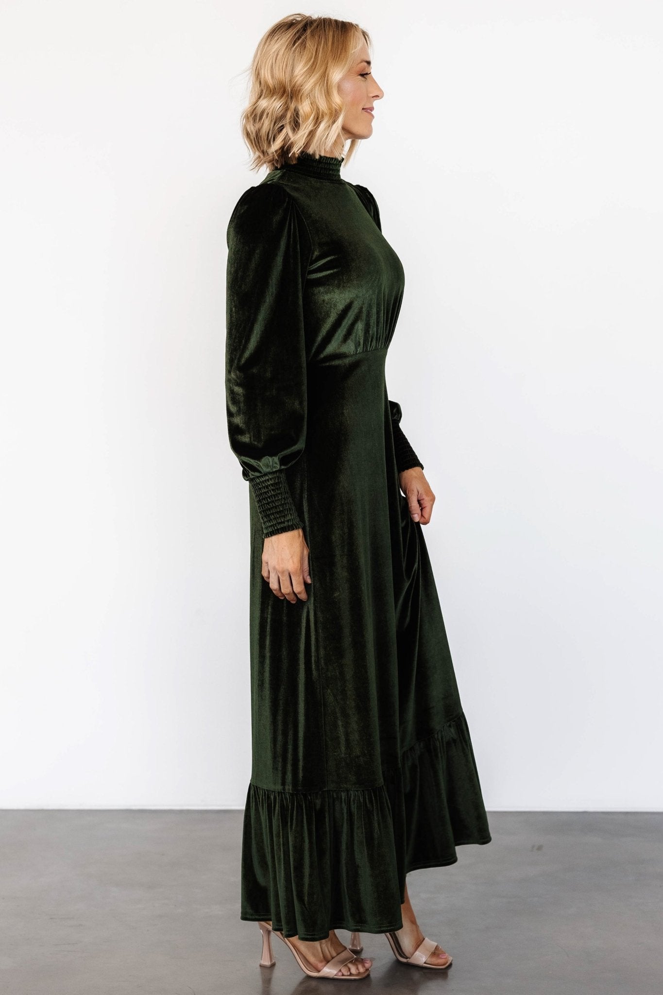 Elodie Velvet Maxi Dress | Deep Olive - Baltic Born