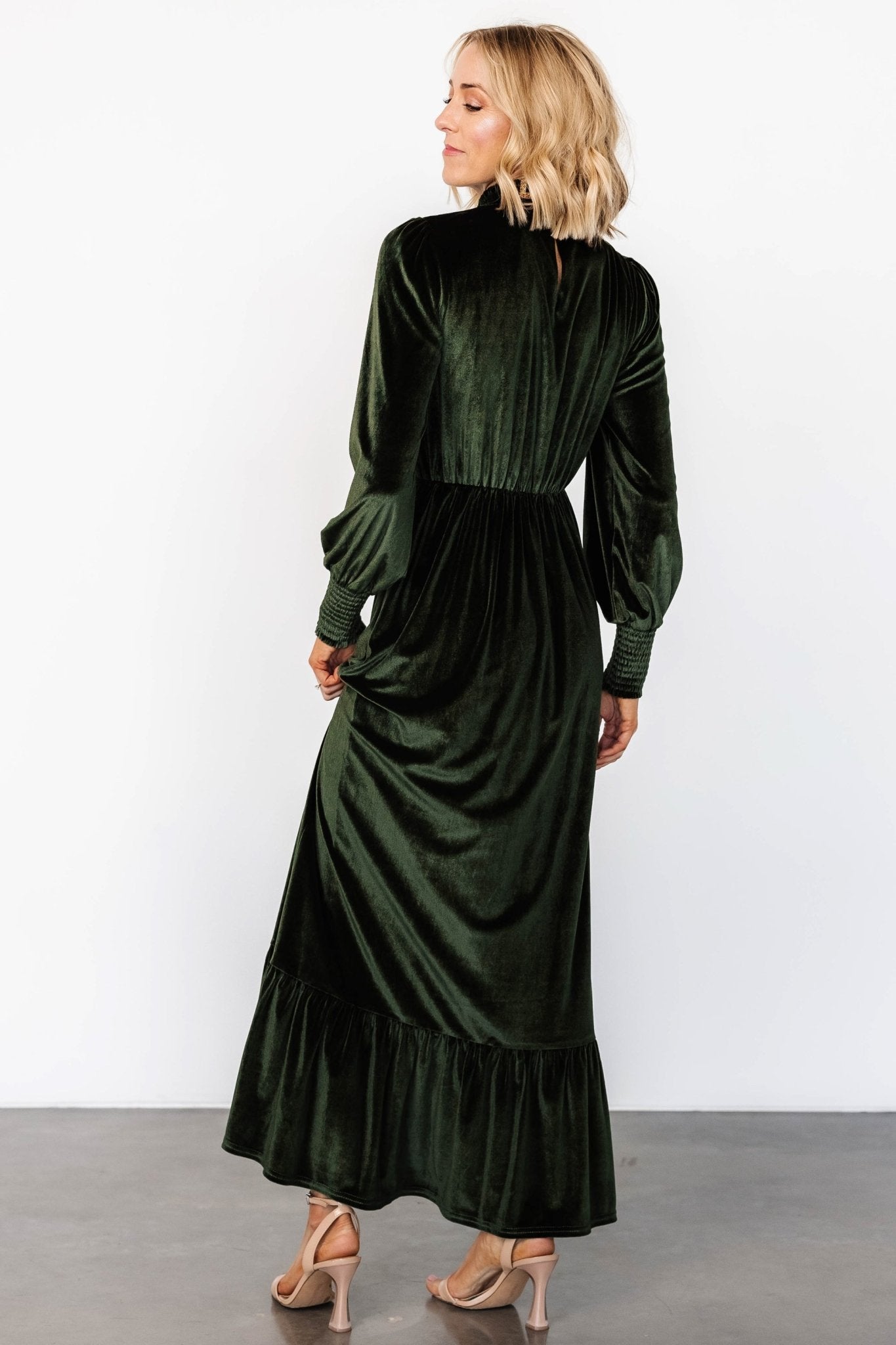 Elodie Velvet Maxi Dress | Deep Olive - Baltic Born