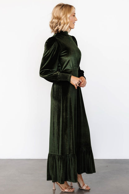 Elodie Velvet Maxi Dress | Deep Olive - Baltic Born