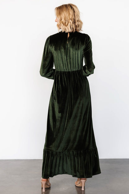 Elodie Velvet Maxi Dress | Deep Olive - Baltic Born