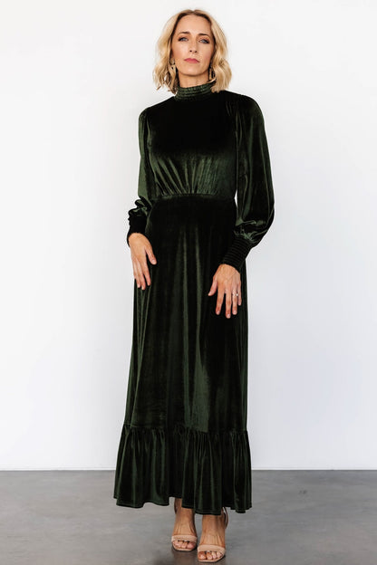 Elodie Velvet Maxi Dress | Deep Olive - Baltic Born