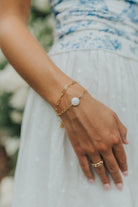 Lifestyle image of Eloise Link Bracelet styled with casual outfit elements, emphasizing versatility and lightweight comfort for daily wear.