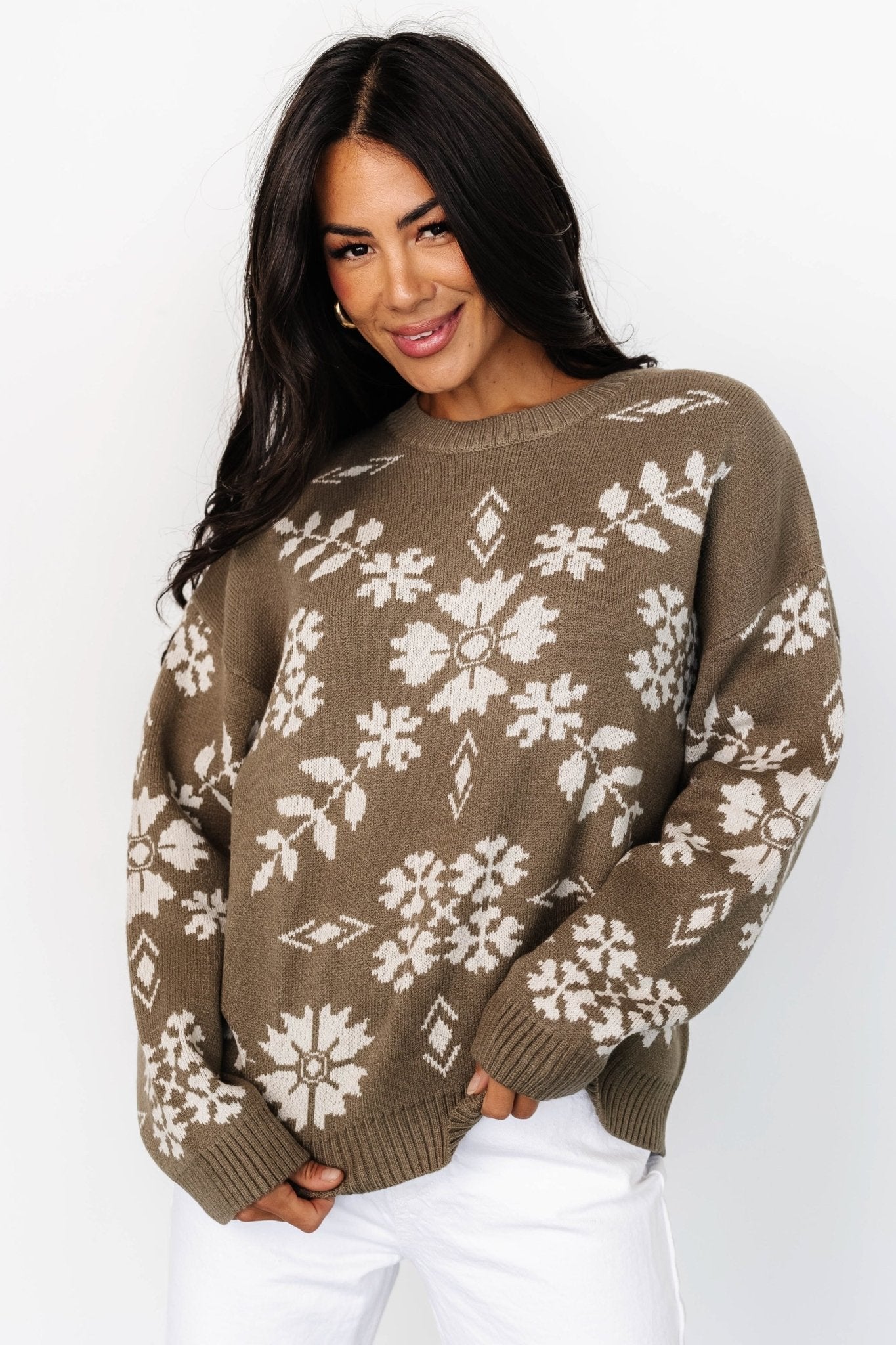 Elsa Sweater | Olive + Off White - Baltic Born