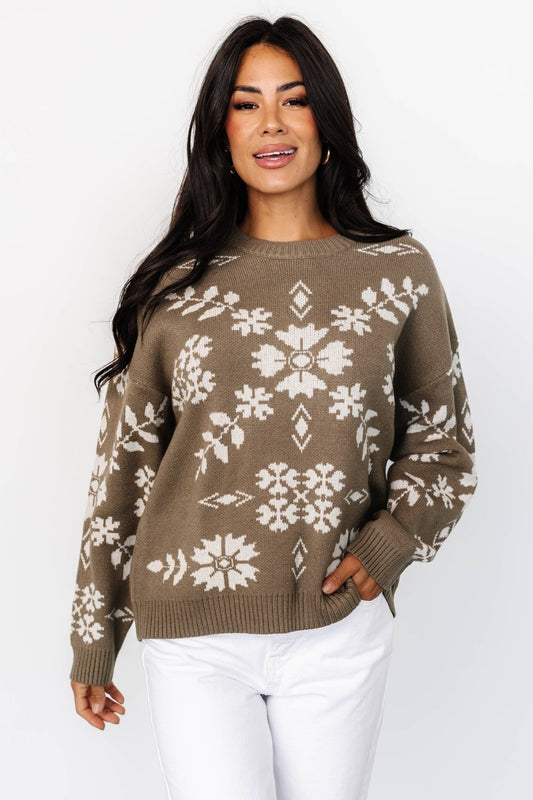 Elsa Sweater | Olive + Off White - Baltic Born