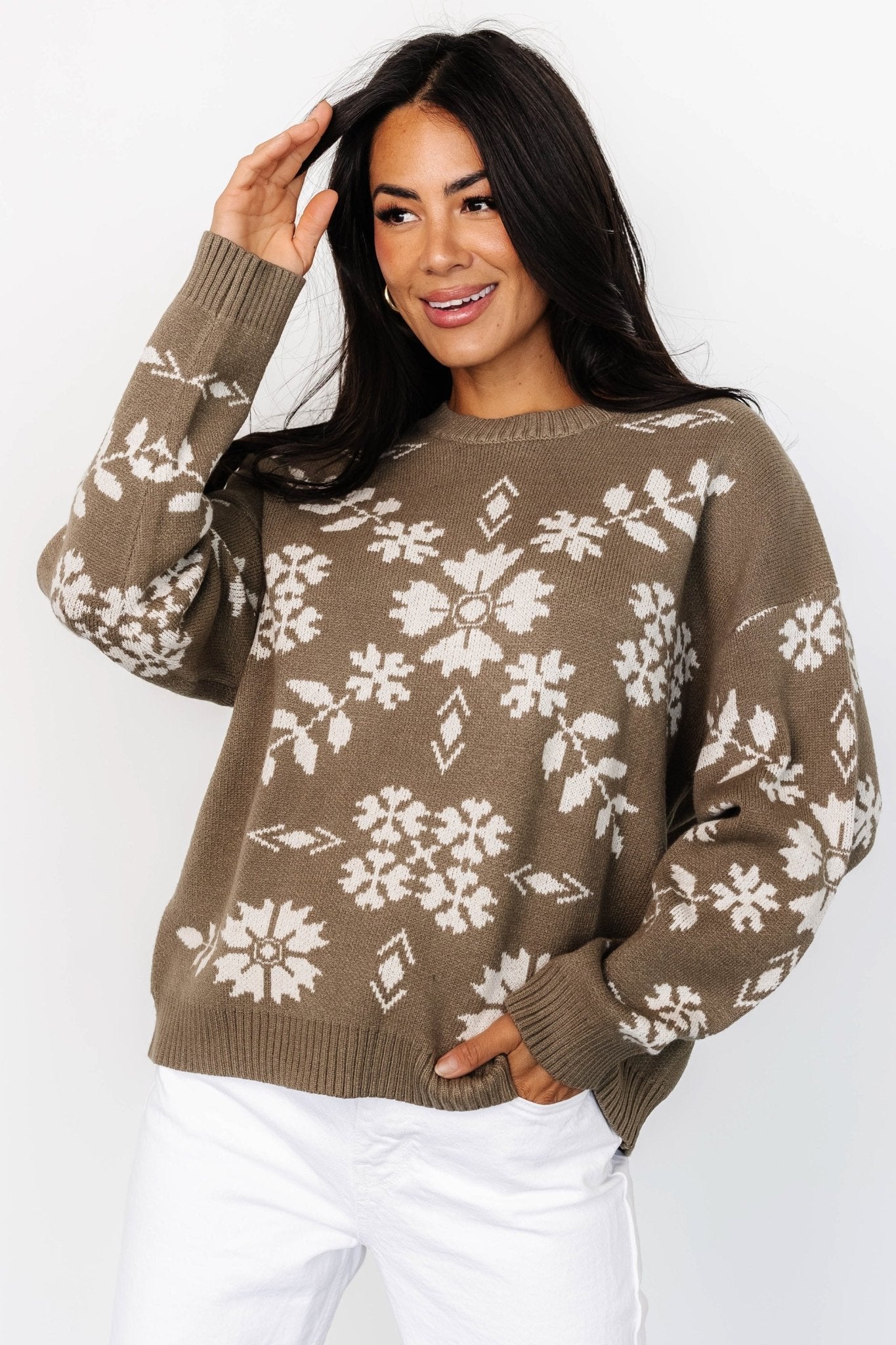 Elsa Sweater | Olive + Off White - Baltic Born