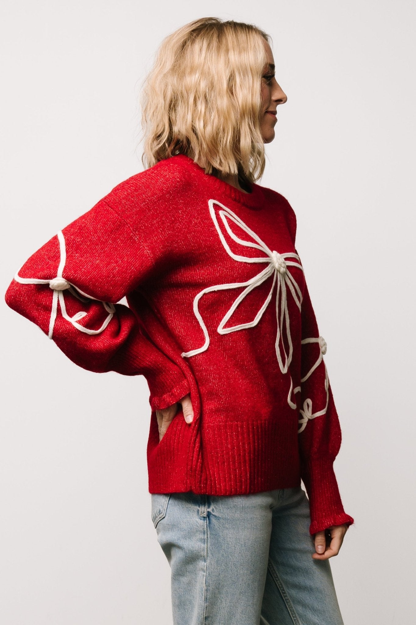 Elsie Ribbon Sweater | Red + Ivory - Baltic Born