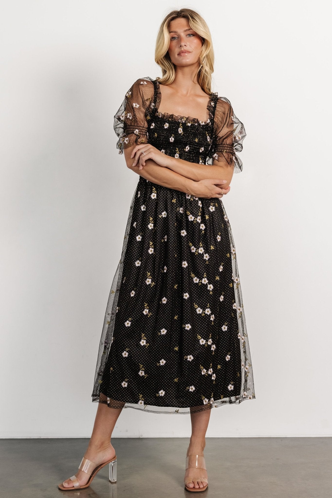 Emilia Embroidered Dress | Black - Baltic Born