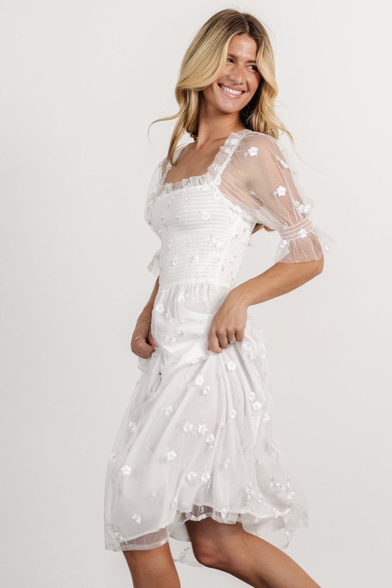 Emilia Embroidered Dress | Off White - Baltic Born