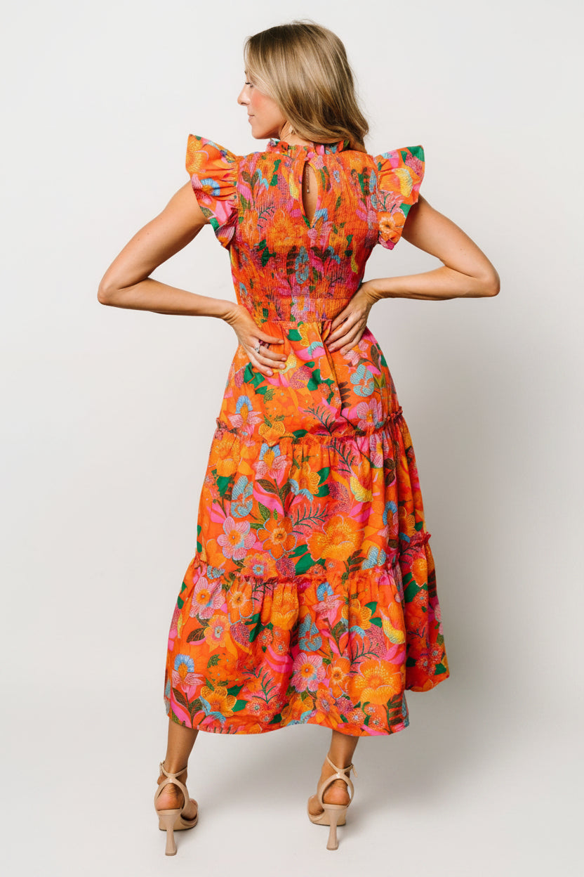 Emily Smocked Tier Dress | Orange Floral Emily Smocked Tier Dress | Orange Floral