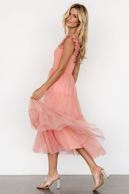 Emma Smocked Tulle Dress | Coral - Baltic Born