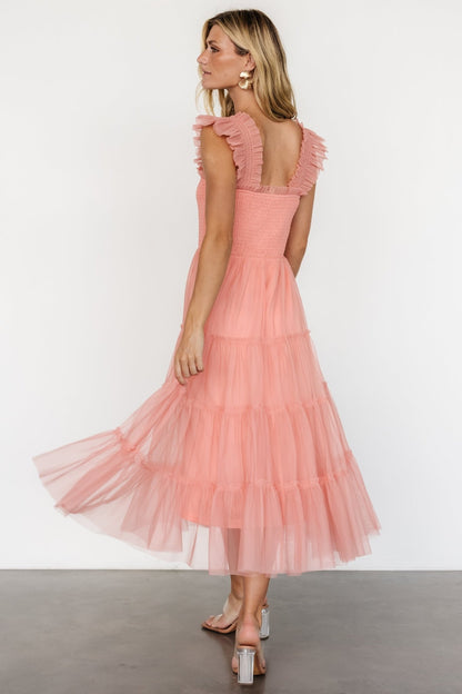 Emma Smocked Tulle Dress | Coral - Baltic Born