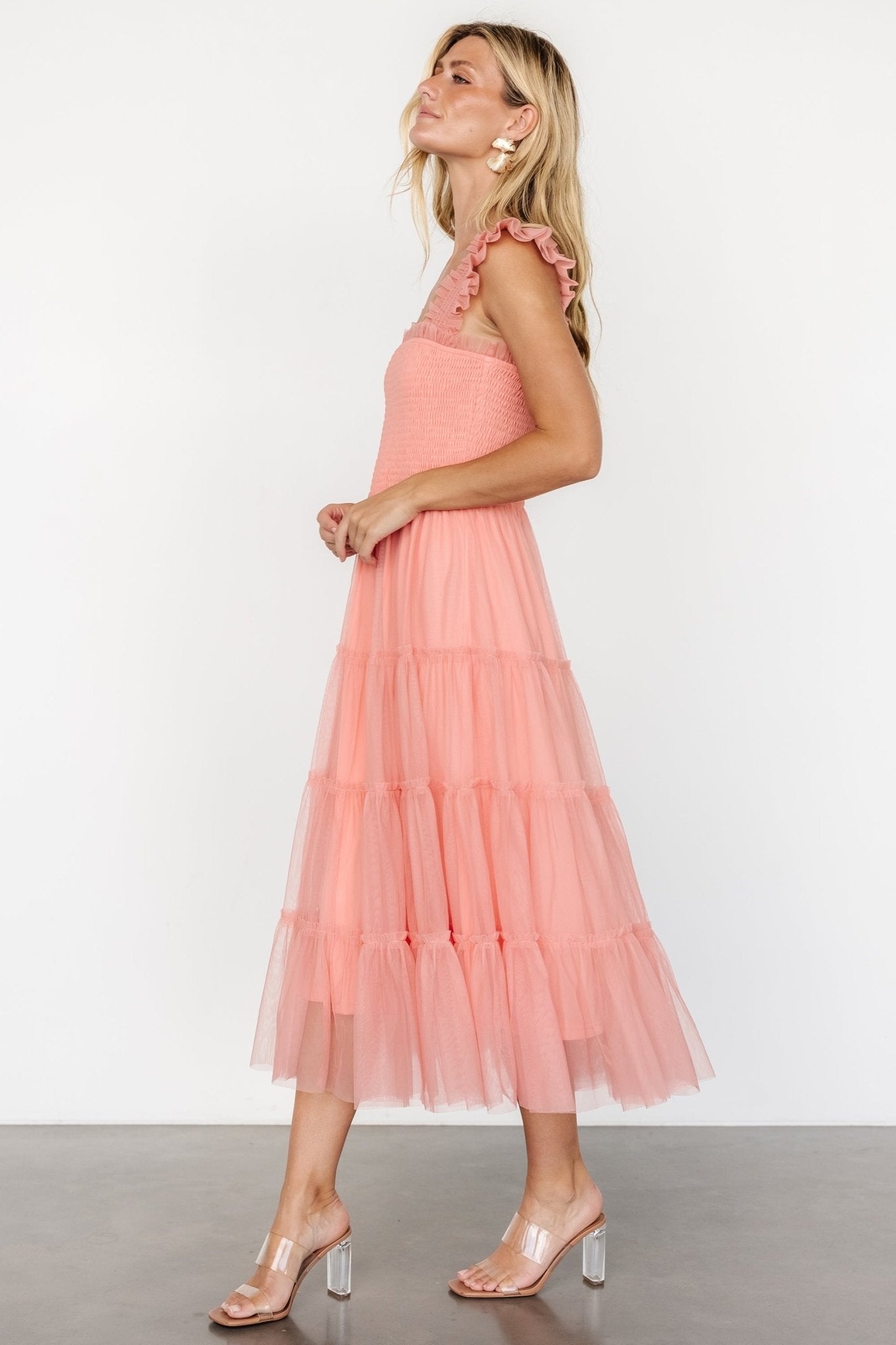 Emma Smocked Tulle Dress | Coral - Baltic Born