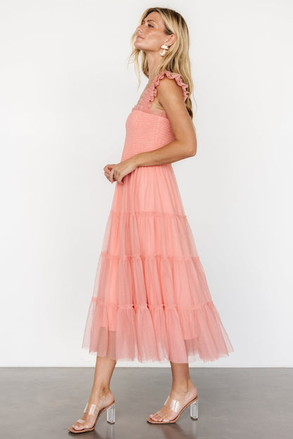 Emma Smocked Tulle Dress | Coral - Baltic Born